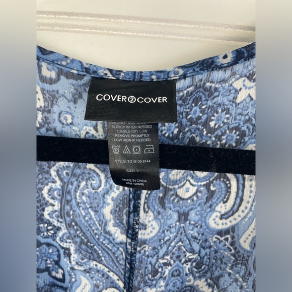 Cover 2 Cover Blue Sheer Paisley Patterned V-Neck Swim Coverup L Women’s EUC - Picture 9 of 10
